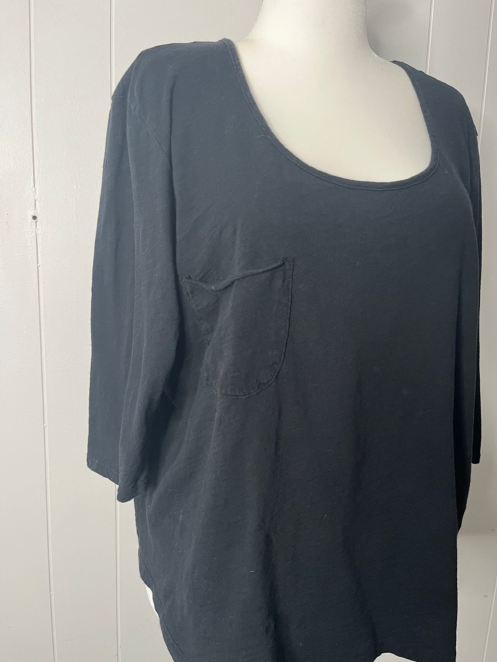 Fresh Produce Black Scoop Neck Women's Top 100% cotton Jersey Knit O/S - Picture 3 of 9